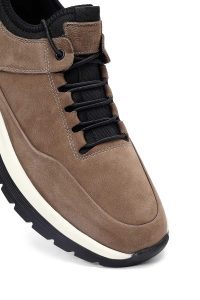 کتونی مردانه نبوک چرمی ویزون بندی کژوال دری مد