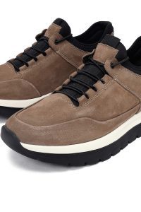 کتونی مردانه نبوک چرمی ویزون بندی کژوال دری مد