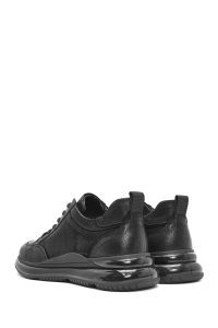 کتونی مردانه نوبوک چرمی مشکی بندی دری مد