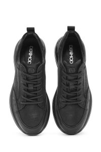 کتونی مردانه نوبوک چرمی مشکی بندی دری مد