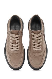 کتونی مردانه نوبوک چرمی ویزون بندی زیره ضخیم دری مد