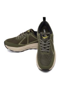 کتونی مردانه پارچه‌ای خاکی بندی زیره ضخیم دری مد