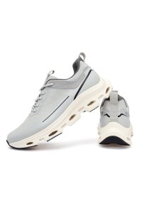 کتونی مردانه پارچه‌ای طوسی بندی زیره ضخیم دری‌مد