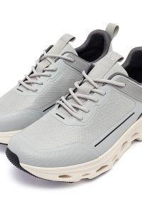 کتونی مردانه پارچه‌ای طوسی بندی زیره ضخیم دری‌مد