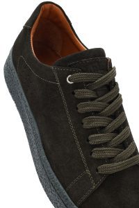 کتونی مردانه چرم جیر سبز زیتونی بنددار دری مد