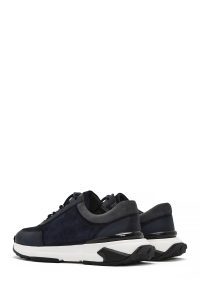 کتونی مردانه چرم جیر سرمه‌ای بنددار زیره ضخیم دری مد