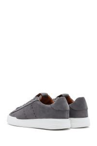 کتونی مردانه چرم جیر طوسی بنددار دری مد