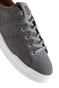 کتونی مردانه چرم جیر طوسی بنددار دری مد