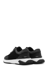 کتونی مردانه چرم جیر مشکی بنددار زیره ضخیم دری مد