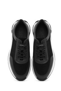 کتونی مردانه چرم جیر مشکی بنددار زیره ضخیم دری مد