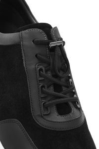 کتونی مردانه چرم جیر مشکی بنددار زیره ضخیم دری مد