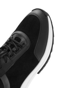 کتونی مردانه چرم جیر مشکی بنددار زیره ضخیم دری مد