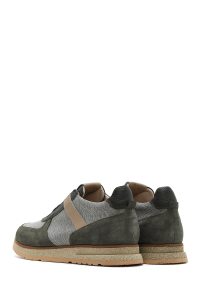 کتونی مردانه چرم سبز زیتونی بنددار کژوال دری مد