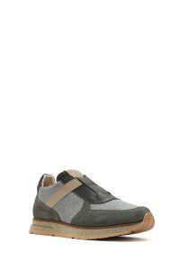 کتونی مردانه چرم سبز زیتونی بنددار کژوال دری مد