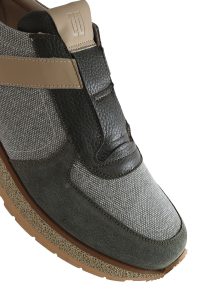 کتونی مردانه چرم سبز زیتونی بنددار کژوال دری مد