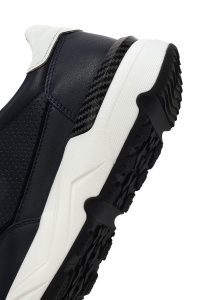 کتونی مردانه چرم سرمه‌ای بنددار زیره ضخیم دری مد