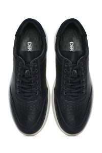 کتونی مردانه چرم سرمه‌ای روزمره بنددار دری مد