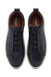 کتونی مردانه چرم سرمه‌ای کش‌دار دری مد