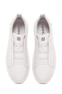 کتونی مردانه چرم سفید بند دار دری مد