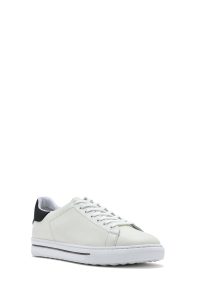 کتونی مردانه چرم سفید بنددار دری مد