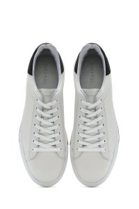 کتونی مردانه چرم سفید بنددار دری مد