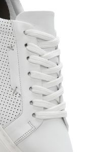 کتونی مردانه چرم سفید بنددار دری مد