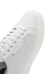 کتونی مردانه چرم سفید بنددار دری مد