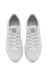 کتونی مردانه چرم سفید بنددار دری مد