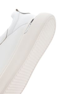 کتونی مردانه چرم سفید بنددار زیره ضخیم دری مد