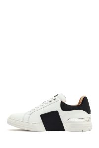 کتونی مردانه چرم سفید بنددار زیره ضخیم دری مد