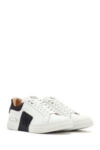 کتونی مردانه چرم سفید بنددار زیره ضخیم دری مد