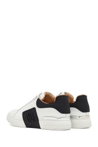 کتونی مردانه چرم سفید بنددار زیره ضخیم دری مد