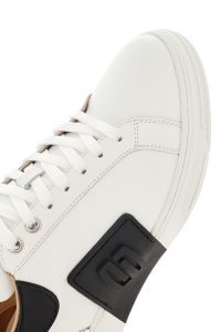 کتونی مردانه چرم سفید بنددار زیره ضخیم دری مد