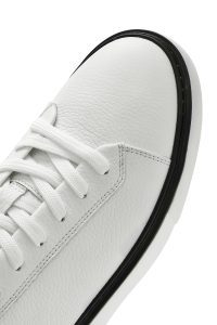 کتونی مردانه چرم سفید بنددار زیره ضخیم دری مد