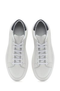 کتونی مردانه چرم سفید بنددار زیره ضخیم دری مد