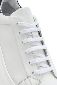 کتونی مردانه چرم سفید بنددار زیره ضخیم دری مد