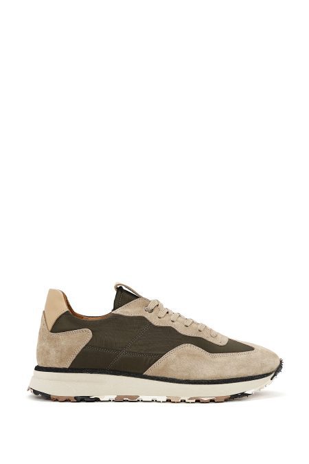 کتونی مردانه چرم شتری بنددار دری مد