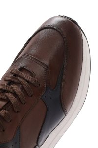 کتونی مردانه چرم عسلی بنددار دری مد