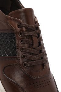 کتونی مردانه چرم عسلی بنددار کژوال دری مد