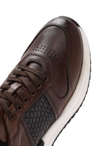 کتونی مردانه چرم عسلی بنددار کژوال دری مد