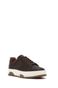 کتونی مردانه چرم قهوه‌ای بنددار زیره ضخیم دری مد