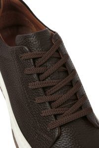 کتونی مردانه چرم قهوه‌ای بنددار زیره ضخیم دری مد