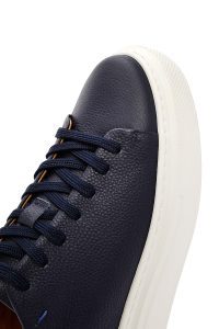 کتونی مردانه چرم لاجوردی بنددار زیره ضخیم دری مد