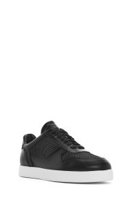 کتونی مردانه چرم مشکی بنددار دری مد