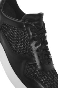 کتونی مردانه چرم مشکی بنددار دری مد