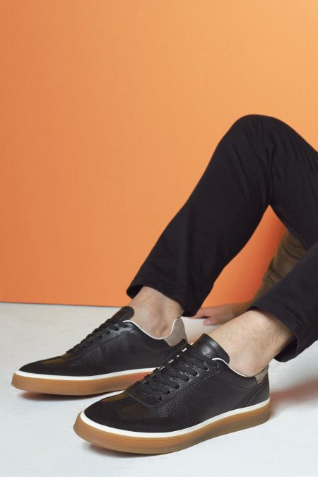 کتونی مردانه چرم مشکی بنددار دری مد