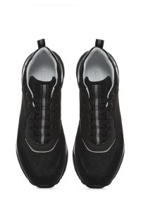 کتونی مردانه چرم مشکی بنددار دری مد