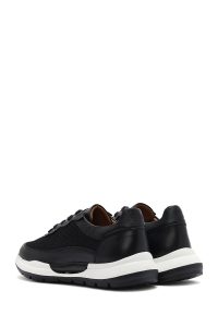 کتونی مردانه چرم مشکی بنددار دری مد