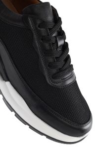 کتونی مردانه چرم مشکی بنددار دری مد