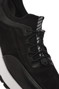 کتونی مردانه چرم مشکی بنددار دری مد